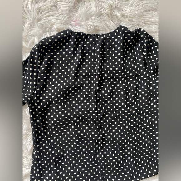 Zara polka dot blouse women’s medium black white bell sleeves business casual - Picture 6 of 10